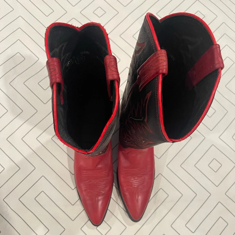 Dan Post Red and Black Cowgirl Boots - Picture 4 of 10